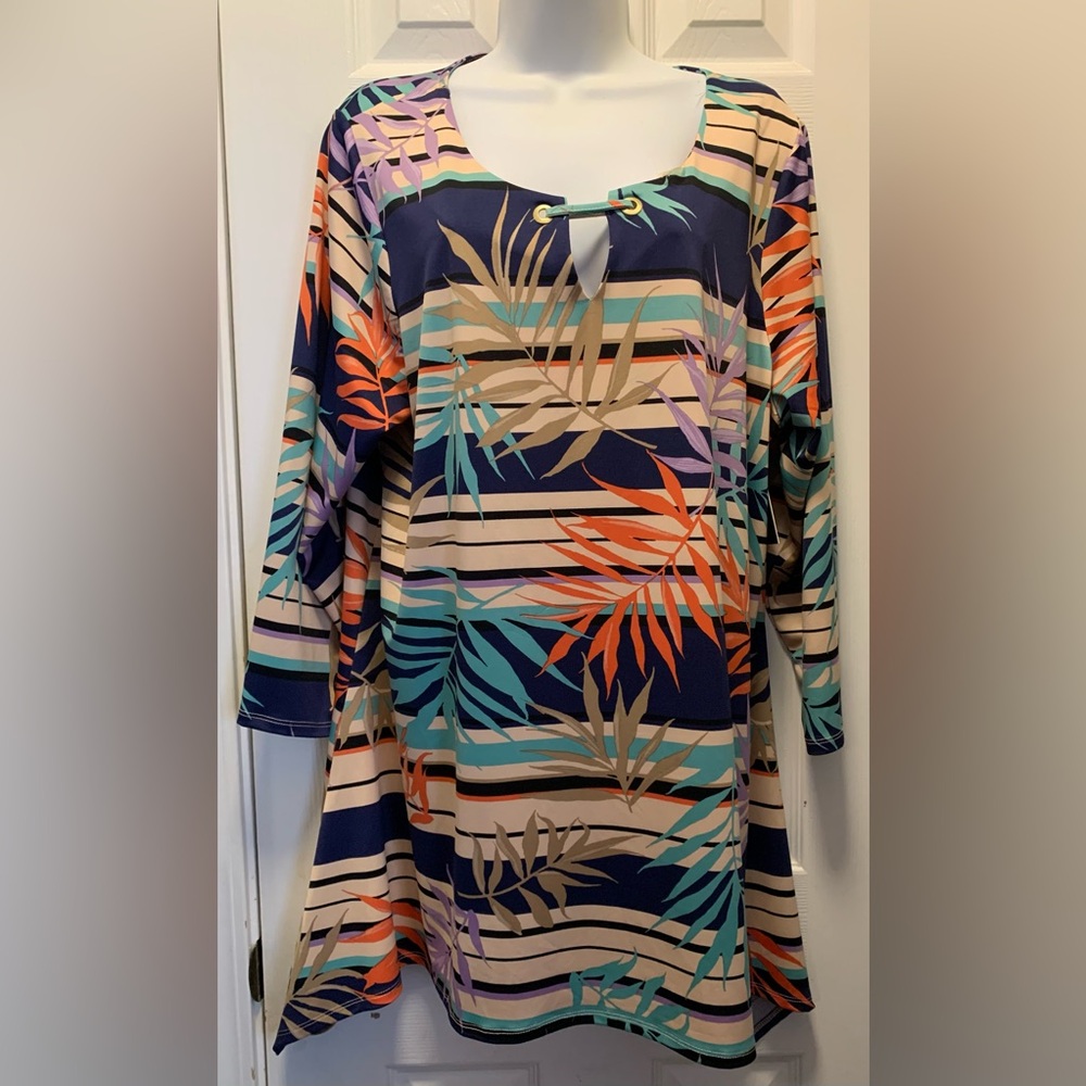 Tacera Women's Tropical Top Tunic Plus Size 1X New With Tags